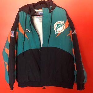 Vintage APEX brand Miami Dolphins Football jacket , teal , orange, size XXL